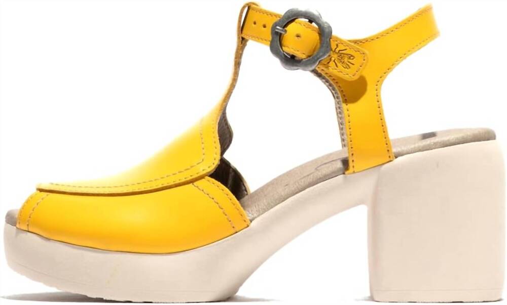NEW FLY LONDON women's flig heeled sandal in yellow